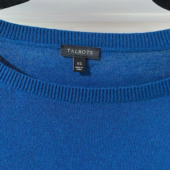 Talbots Women Sweater Knit Long Sleeve Side Button Lamb Wool Blend Blue Size XS - Picture 4 of 10